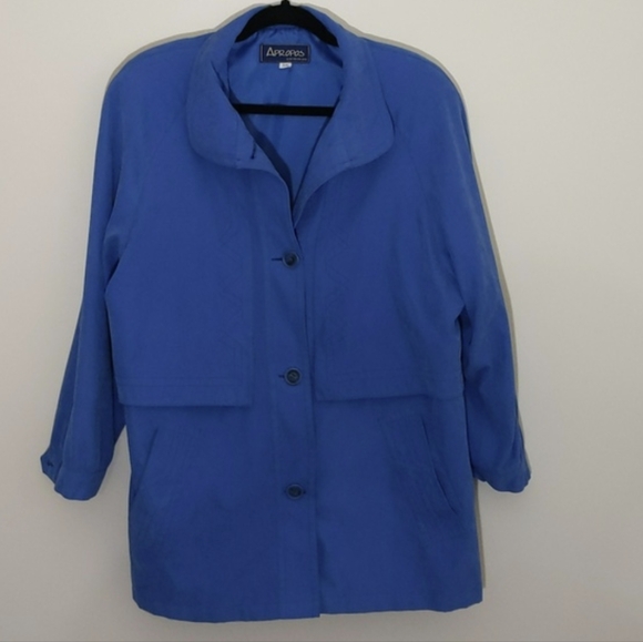 Apropos| Vibrant Blue Spring or Fall Button Up Jacket Polyester Nylon Blend - Picture 14 of 16